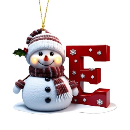 Snemand Juledekoration 26 Bogstaver A til Z Julepynt 2D Flad Festlig Snemand Vedhæng til Juletræ Bil Haveindretning