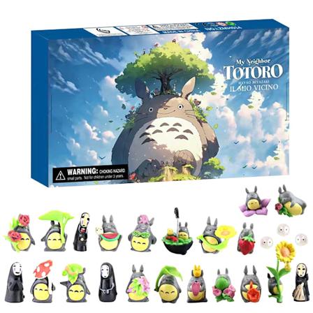 Halloween Dekorativ My Neighbor Totoro Blind Box Leke, Halloween Ankomstkalender med 24 stk Figurgaver