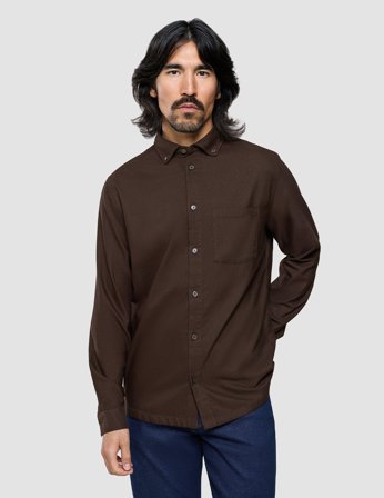 Shaping New Tomorrow - All-Day Oxford Shirt - Dark Brown - Herr - Storlek XXL