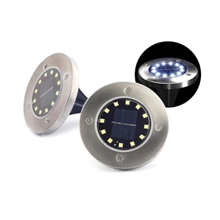 4 stk. 12 LED Solcellelampe Udendørs Havelampe Solcelle Nedgravningslampe Rustfrit Stål Nedgravet Sti Lampe Vandtæt