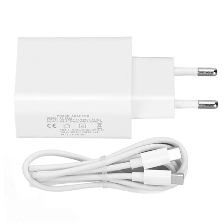 QC3.0 18W PD Snabbladdning Dubbelport Snabb Strömadapter med Typ C Till Typ C Kabel för Smartphone 100240VEU Kontakt