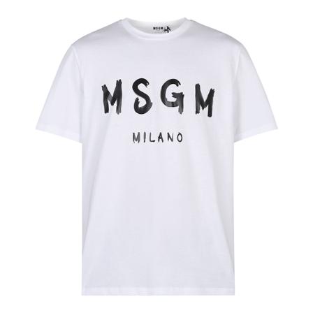 Msgm branded T-shirt Hvid, Herre T-shirts, Størrelse: L