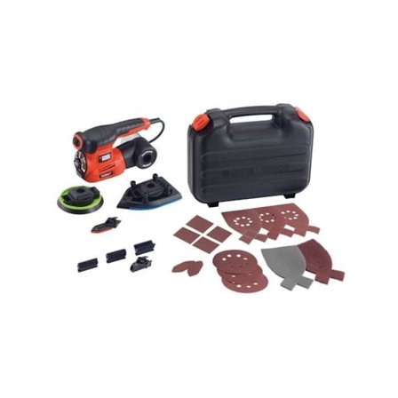 Multiværktøj kit med ledning - BLACK+DECKER - KA280K-QS - 220W - 3 adaptere - 17 slibemidler - kuffert