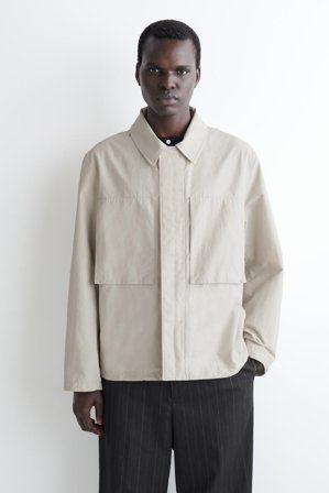 COS Homme Veste Coupe-Vent En Tissu Technique in Gris