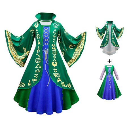 Hokus Pokus Mary Sanderson Cosplay Kostym Festklänning Halloween 150cm 120cm