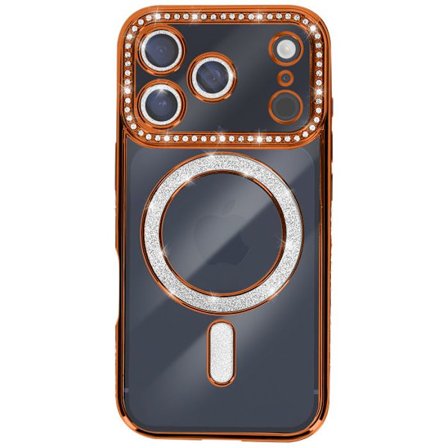 iPhone 17 Pro Max-fodral Kompatibel med MagSafe med Orange Strassad Kant