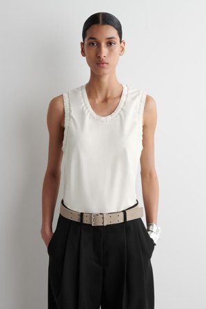 COS Tanktop Aus Baumwolle Mit Raffungen in Weiß - Frauen