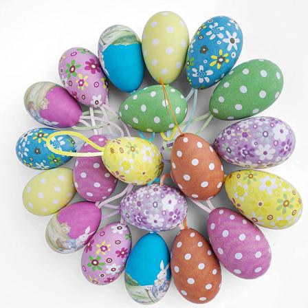 Pakke med 20 påskeegg, dekorative plastegg, påske