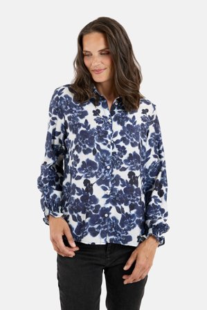JENSEN - Skjorte - Blå Mix - Blomstret