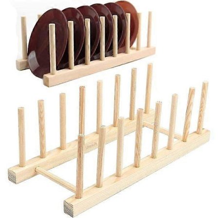 2-pak Bambus Opvaskestativ, Bambus Opvaskestativ Hylde, Bambus Træ Opvaskestativ Aftørringsbræt, Tallerkenstativ, Køkkenskabs Organizer Holder