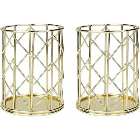 Metal Pen Holder Blyantholder Multifunktionel Pen Holder Stationær Opbevaringsbeholder til Hjem, Skole, Kontor 2-pak (Guld)