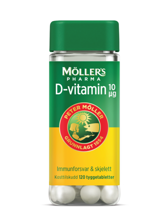 Möller's Pharma 10 μg D-vitamin tyggetabletter, 120 stk.