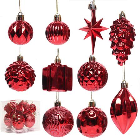 Julgranskulor i Form av Julgranspynt Hängande Ornament Julprodukt Red