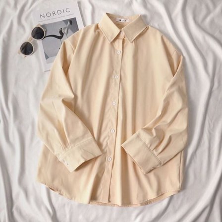 Hvid løs skjorte damebluse BEIGE XL