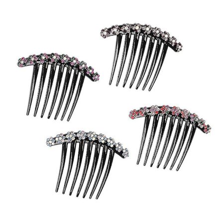 Hårkam med Strass Stenar Hårkam Hårtillbehör Hårclips (4-pack, flerfärgad)