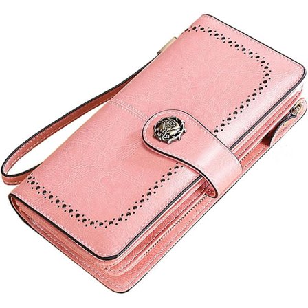 Damer RFID-blocker plånbok i läder, stor mobilhållare, clutch, reseväska, handledsväska