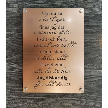 Poster/Tavla i akryl Kärleksdikt Koppar metall