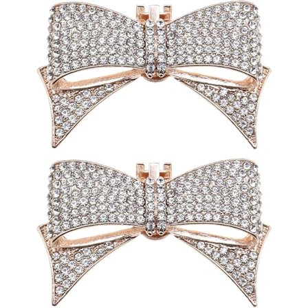 /NN/Sæt med 2 roset-skoklips med aftagelige rhinstens-glittersko, guld