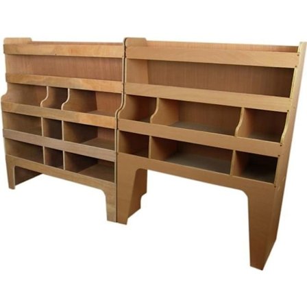 Opbevaringshylder - Ford - Transit Custom - Krydsfinér 12mm - 2 hylder - 12 monteringsvinkler