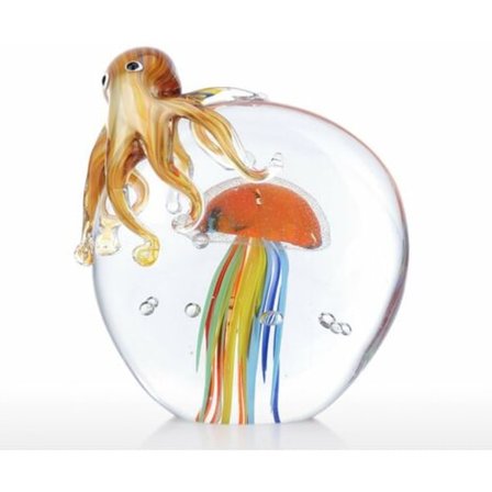 Värikäs mustekala meduusa veistos käsintehty lasikoriste eläintaide kodin sisustus lahja käsityökoriste YOIURT