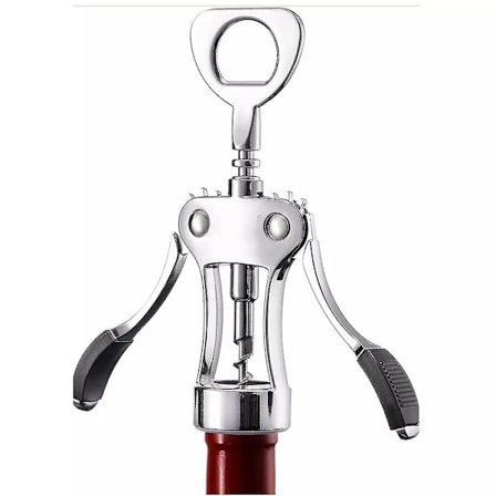 Korköppnare i rostfritt stål, servitörers korköppnare, kork- och kapsylöppnare för vinflaskor och öl, används i kök, restauranger, slott och barer