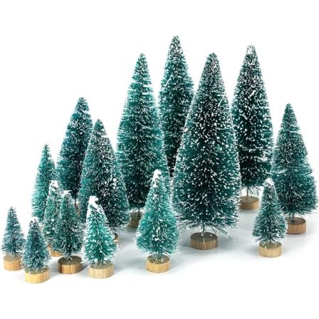 34st Mini Sisal Snow Frost Tree, flaska borste träd 5 storlekar Jul DIY dekoration Hem bordsskiva dekoration Diorama