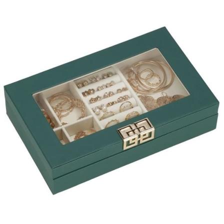 Smyckeskrin, förvaring av resesmycken för kvinnor Smyckesarrangör tjejer 23,5 x 14 x 5,5 cm mörkgrön