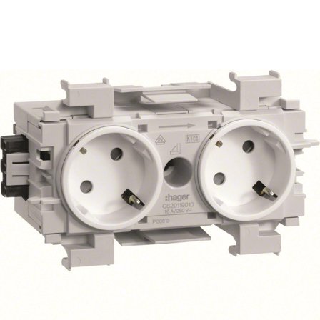 Hager GS20119016 Uttag 2-vägs, jordad, Strömbrytare & vägguttag