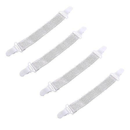 4 stk. Nylon Elastisk Bånd Sengelinned Fix Spænde Stærke Plastik Klips Holder Seng