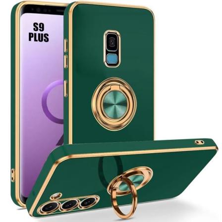 Silikonetui til Samsung Galaxy S9+ (S9 Plus) Beskyttelse Blød TPU stødsikker med ringstøtte midnatsgrøn