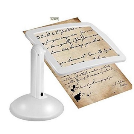 Bordlupe med LED-lys, 360 graders rotasjon, 3x forstørrelse for lesing, bøker og aviser for eldre