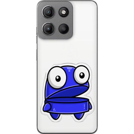 Kompatibel Mobilcover til Motorola Motorola Moto G15 Blå tegneseriefigur med åbent udtryk og store øjne i sjov illustration