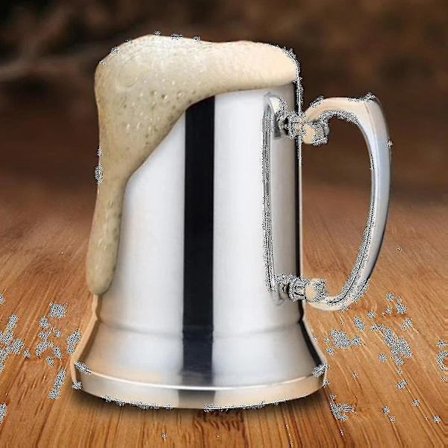 Tankard Stein Dubbelväggig Rostfritt Stål Ölkopp Cocktail Frukost Mjölk Muggar Med Handtag Kaffe