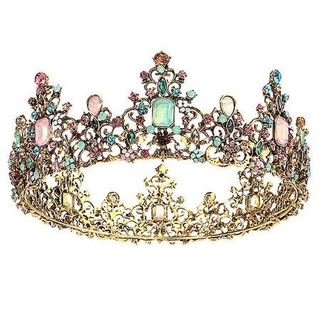 1 kpl Naisten Barokki Pyöreä Kruunu Vintage Kuningatar Tiara Strassit Hiuksetarvikkeet Värikäs 14,5x5,5CM Colorful 14.5x5.5CM