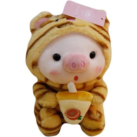 IC Söt Boba Pig Plyschdocka, Sovkompis 9,8" Plyschleksak, Mjuka Mjukisplyschar. (Gul)