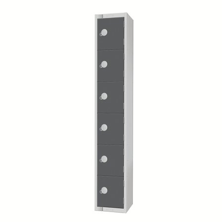 Elite locker, 6 door, 1800x300x300 mm, dark grey