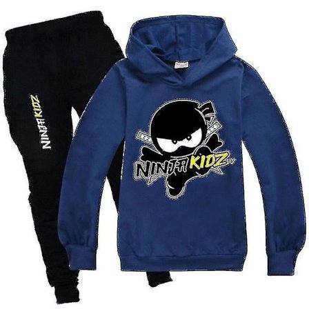 Ninja Kidz Treningsdresser for Barn - Hoodie og Bukser - Sportsklær - Aktivtøy - Blå