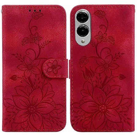 För Samsung Galaxy S25 Edge Fodral Liljeblommig Läder Telefonskal med Ställ - Svart