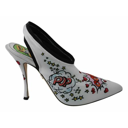 Dolce & Gabbana, Neoprene Stretch Pumps Wit, Dames, Maat:36 EU,nylon,multicolor