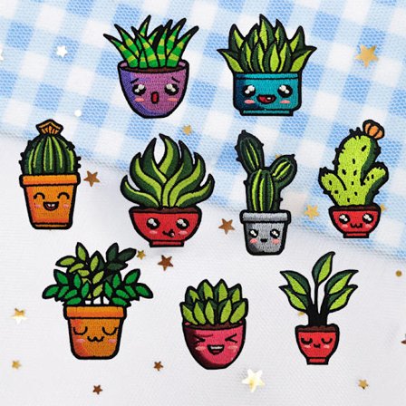 /#/9 badges brodés thermocollants avec de jolis motifs de plantes en/#/