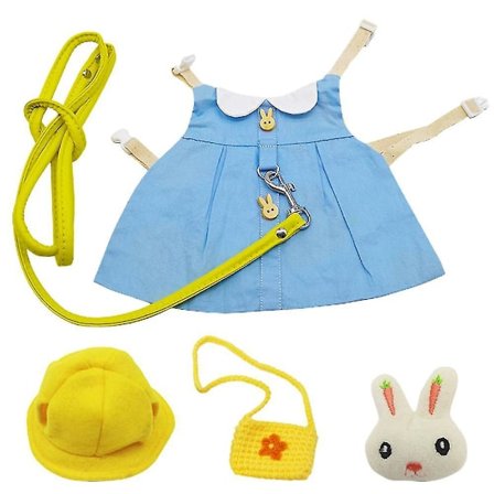 Sødt Kanin Kæledyr Vest Hat Taske Udendørs Snor Kanin Tøj Sele Rem Snor Fotoshoot Rekvisit