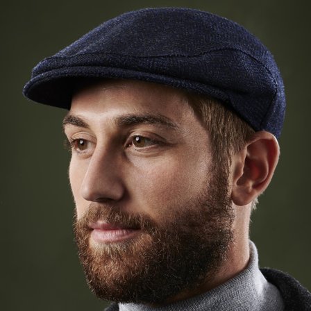 Gorra plana de lana azul Fido Eddye para hombres - Boinas para hombre