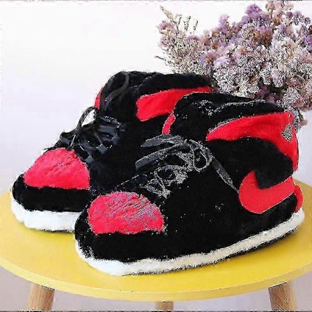 Sneakers-lignende Plys Sutsko Kreativ Indpakning Fuzzy Varme Vinter Indendørs Hjemmesko Bomuldssko