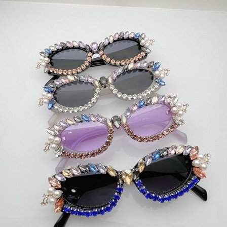 Womens Sunglasses UV400 Bling Colorful Rhinestone Personalized For Party T