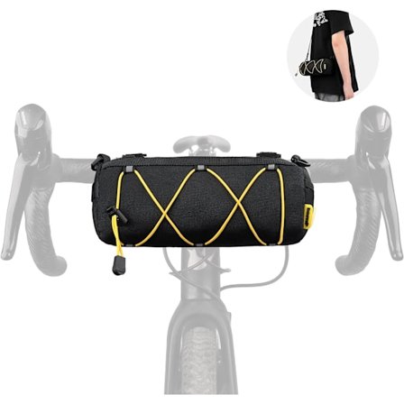 Cykelstyrväska Cykelfrontväska Axelväska Förvaringsväska med Axelrem för Landsvägscykel Mountainbike Cykling Resor (Svart+Gul)