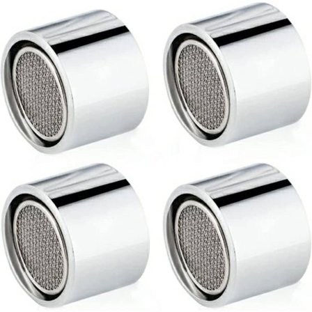4 stk. vandhanefilterindsatser, tilbehør til vandhanebelufter i rustfrit stål, reservedele til vandhaner med pakning, køkkenbelufterfilter (sølv)