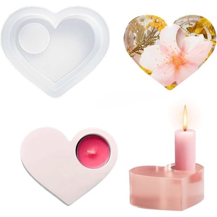 Hjärta Ljusstake Form, Silikonhartsform kompatibel med Ljusstake, Ljusstake Gjutformar kompatibla med Betong, Silikon Ljusformar Hjärta