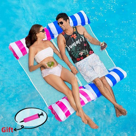 Mordely Vattensportstol Hängmatta Flytande rad Luftmadrasser Säng rosa