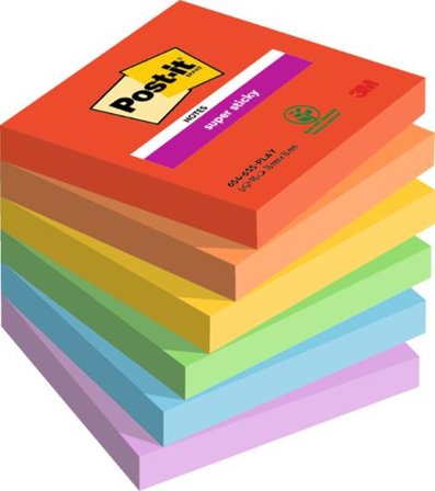 POST-IT Notes Supersticky Playful Collection 76x76mm 6/fp - Lyreco - Kontorsmaterial - Notes och Post-It - Notes - Extra sticky