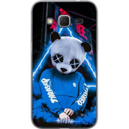 Kompatibel Mobilcover til Samsung Samsung Galaxy Core Prime Panda med futuristisk maske i neonmiljø cyberpunk-inspireret illustration med stærke far